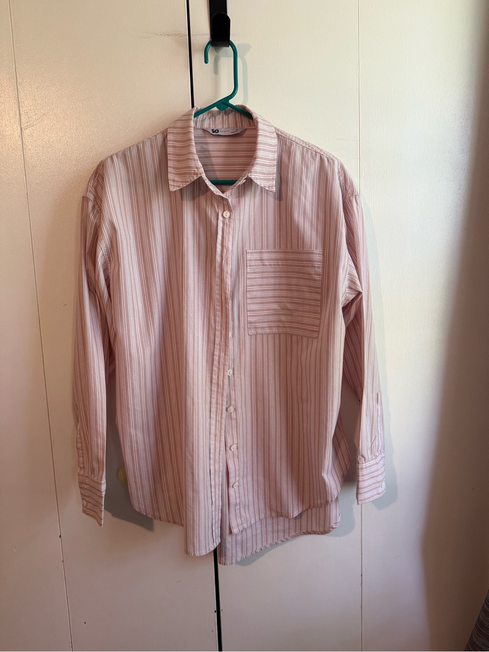 So Goods For Life Pink And White Button Down Shirt for Women Size M